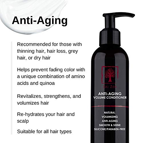 Sai Zen anti-gening Shampoo & מרכך | פורמולה נגד דרגה ונפחית | תוצרת ארהב | סולפט ופרבן בחינם | כל סוגי השיער, 8 גרם.